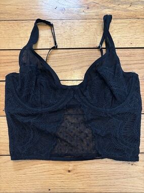 Gilly Hicks Black Lace Longline Bralette